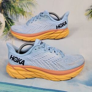 Hoka Sky Blue and Peach Sneakers